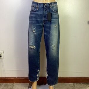 R13 NWT Boyfriend Jeans in Kyle Indigo Made In Italy, Sz 27